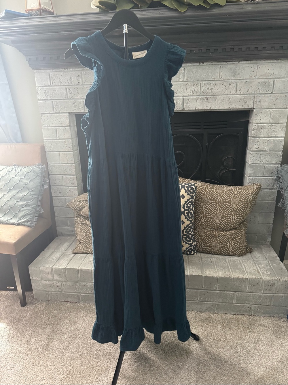 Universal Thread Teal Tiered Maxi Dress with Pockets - Picture 3 of 6